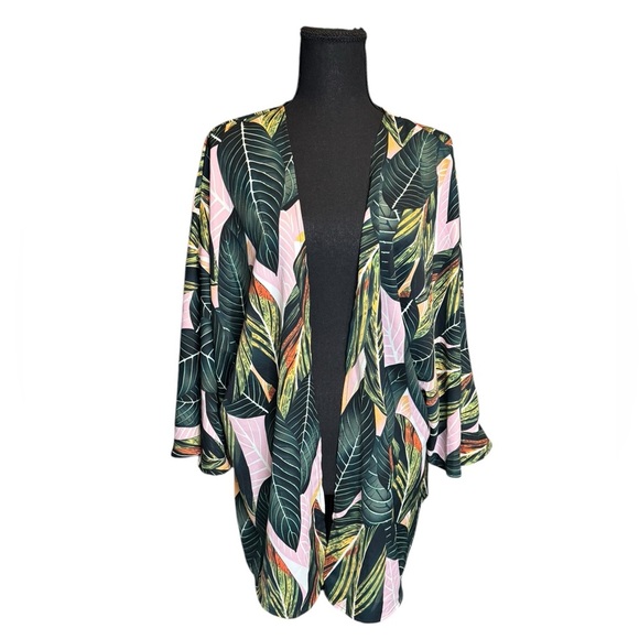 Emery Rose Tops - NWT Emery Rose Women’s Kimono Large Travel Tropical Print Swimsuit Cover 0056